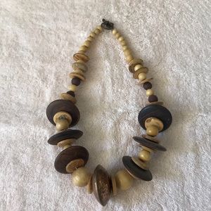 Beautiful wooden beaded necklace copper accent
